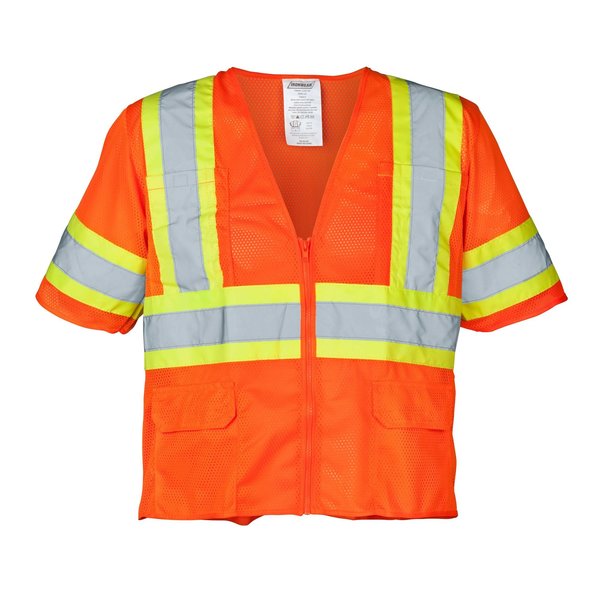 Ironwear Polyester Mesh Safety Vest Class 3 w/ Zipper & 6 Pockets (Orange/X-Large) 1293-OZ-XL